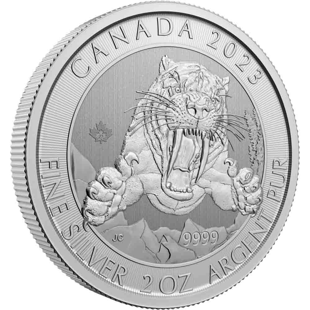 (30 coin set) 2023 2 oz Canadian Smilodon Sabre-Tooth Tiger Silver Coin (BU)