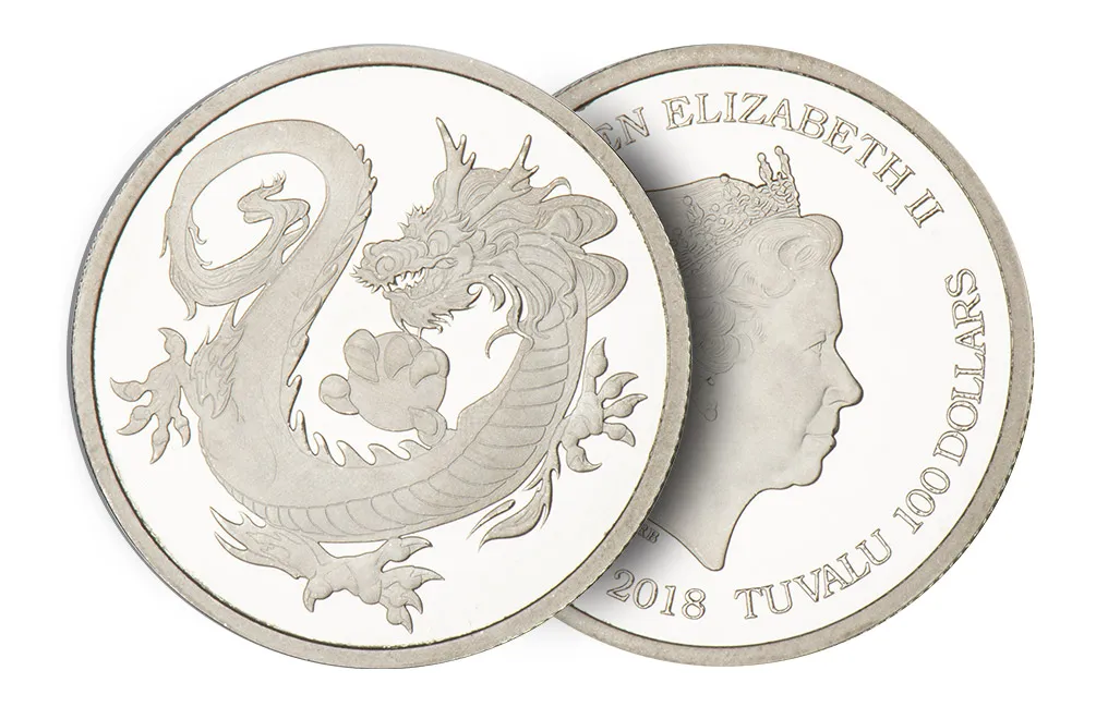 1 oz Rhodium Tuvalu South Sea Dragon Coin